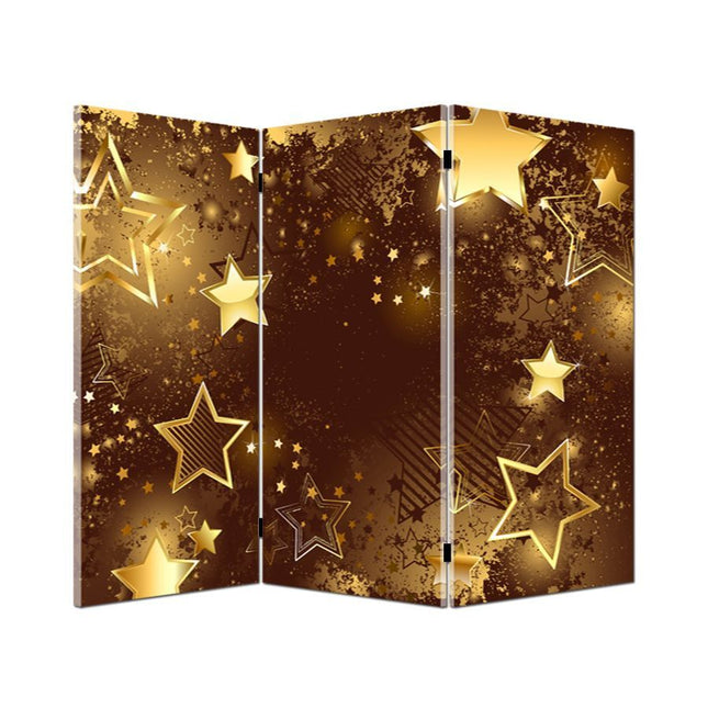 Sfeerscherm met gouden sterren – decoratief scherm voor vensterbank of kast