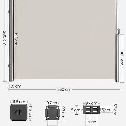 Uittrekbaar Windscherm Aluminium 200 x 350  Beige