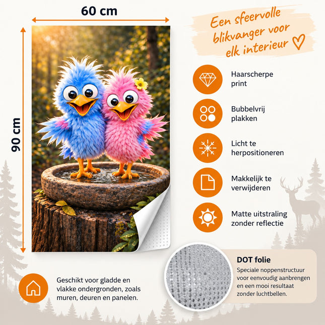 muursticker Blu Bloom dot folie maat en specificatie