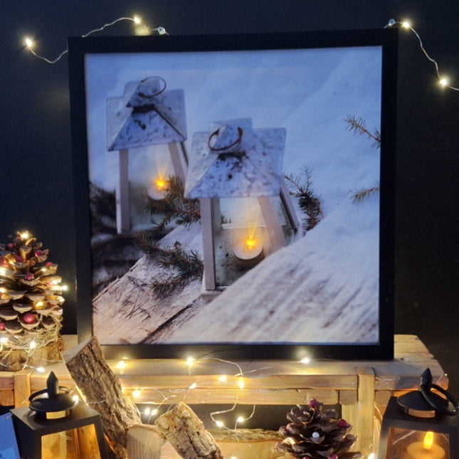 Led Schilderij lantaarn Cnavas vierkant