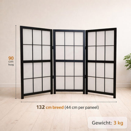 Laag zwart Shoji raamscherm
