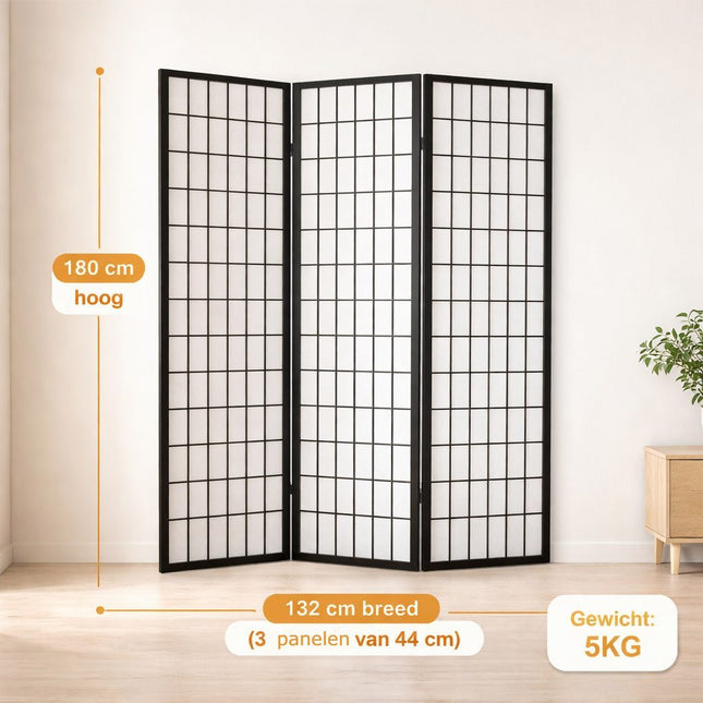 Japans kamerscherm 132 cm breed en 120 cm hoog – 3 panelen