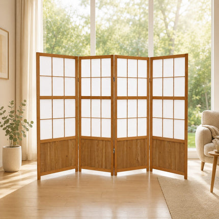 Kamerscherm Japans Akira 120cm Naturel 4panelen