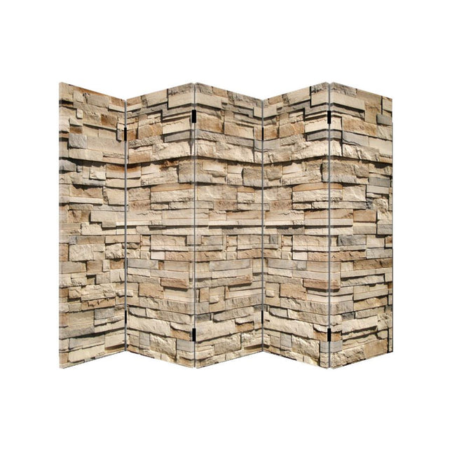 Kamerscherm Stenen Muur Licht B200xH180cm 5-panelen