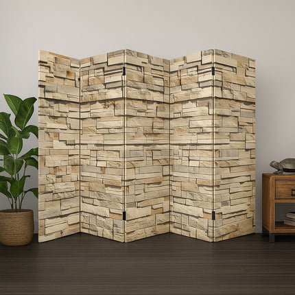 Kamerscherm met steen motief dubbelzijdig