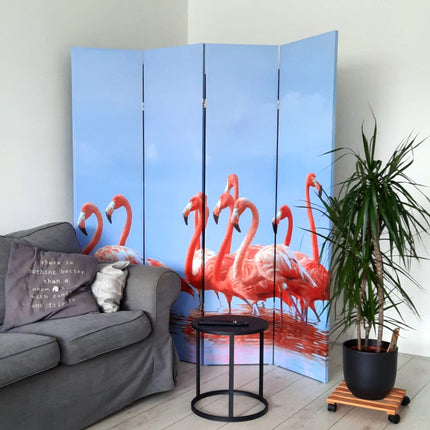 Kamerscherm Canvas Flamingo 4 panelen