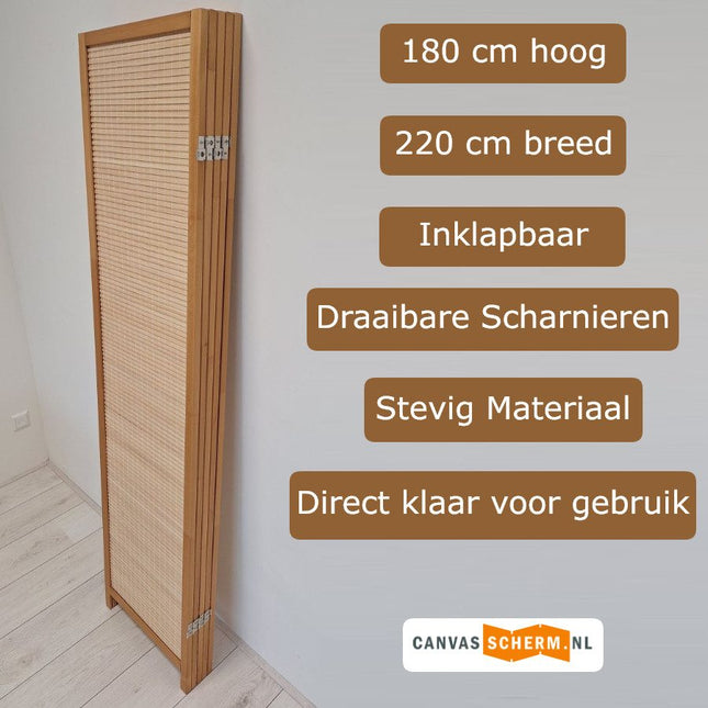 Kamerscherm Hout Naturel 5panelen