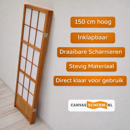 Kamerscherm Japans 150cm Naturel 4panelen