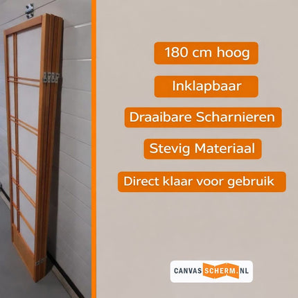 shoji kamerscherm japans design 4 panelen 180 cm hoog