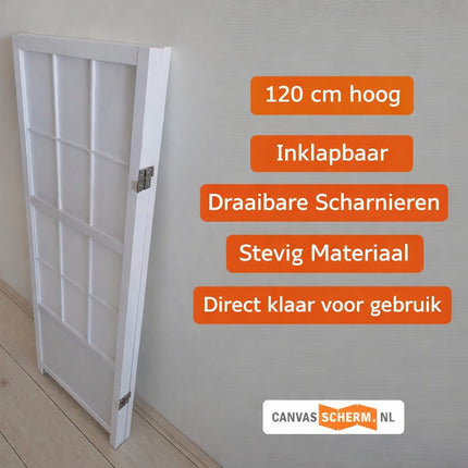 Kamerscherm Japans Laag 120cm Wit - Tweedekans