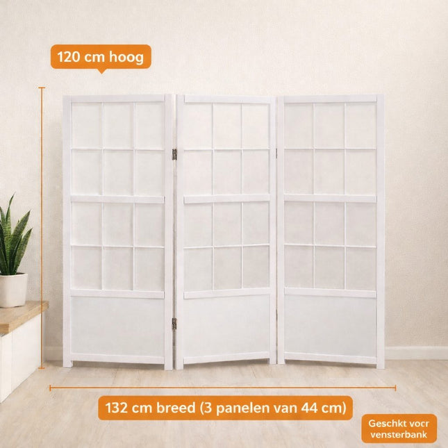 Kamerscherm Japans Laag 120cm Wit