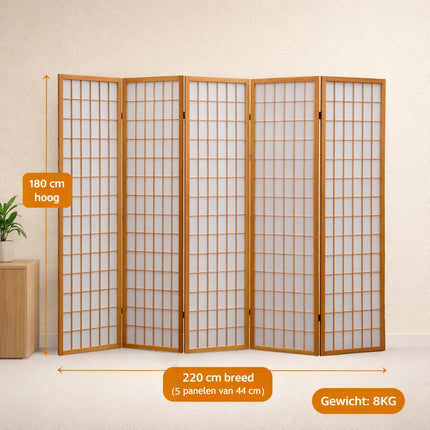 Kamerscherm Japans Naturel 5 panelen
