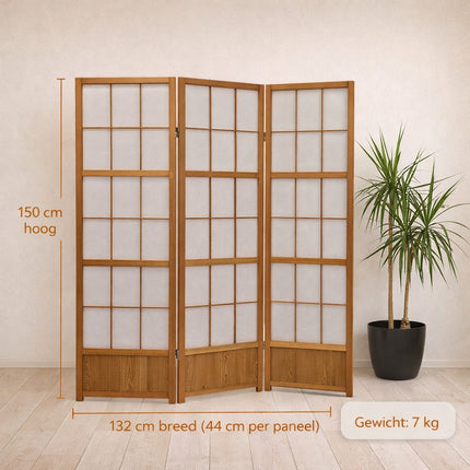 Kamerscherm Japans 150cm Naturel 4panelen