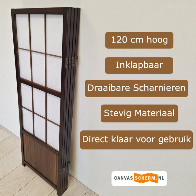 Kamerscherm Japans Laag 120cm Walnut