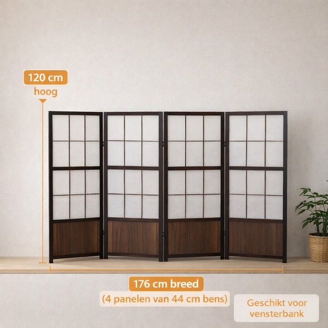 Kamerscherm Japans Laag 120cm Walnut