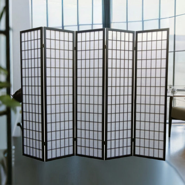 Kamerscherm Japans Shoji Zwart 5panelen