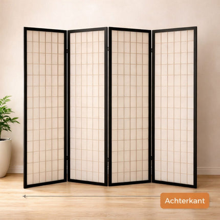 Kamerscherm Japans Zwart 4 panelen