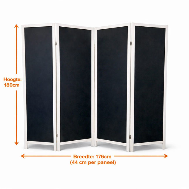 Modern kamerscherm zwart wit met 4 panelen voor woonkamer of kantoor