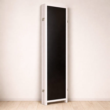 Opvouwbaar kamerscherm met zwart MDF en wit houten frame 180 cm hoog