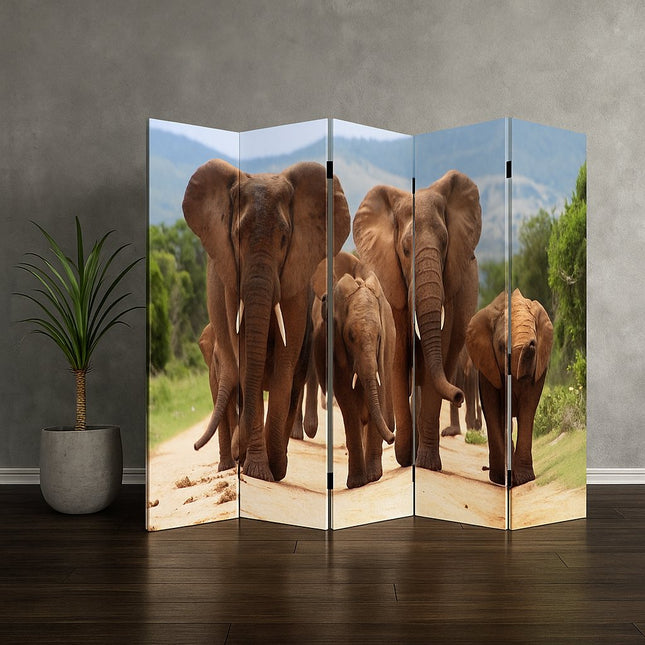 Kmaerscherm met olifanten