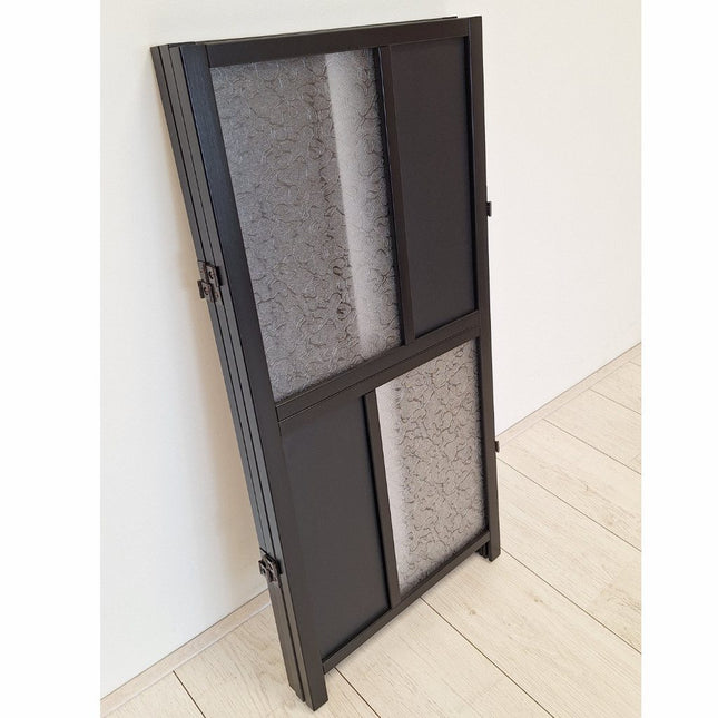 Laag raamscherm zwart met lichtdoorlatende acryl panelen