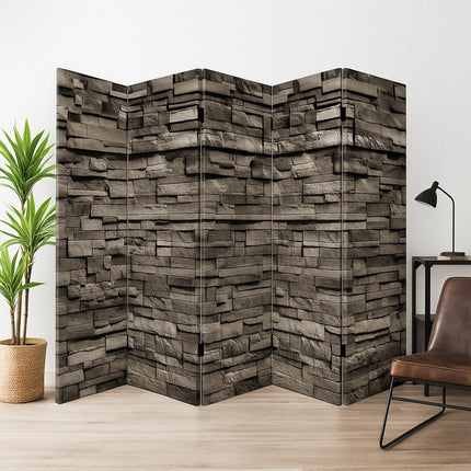 Kamerscherm met steen motief donker