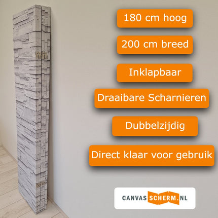 Kamerscherm Steen Motief Afmetingen