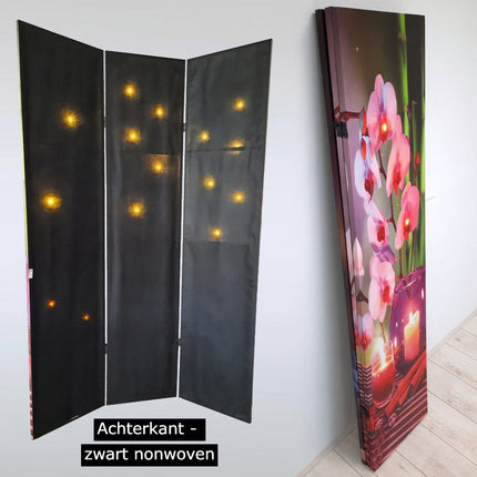 Kamerscherm Canvas Wellness 3 panelen met LED