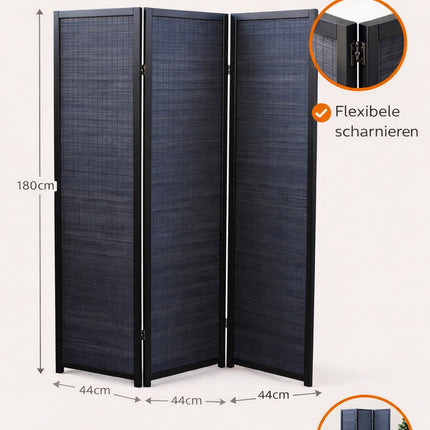 Kamerscherm hout Zwart afmetingen