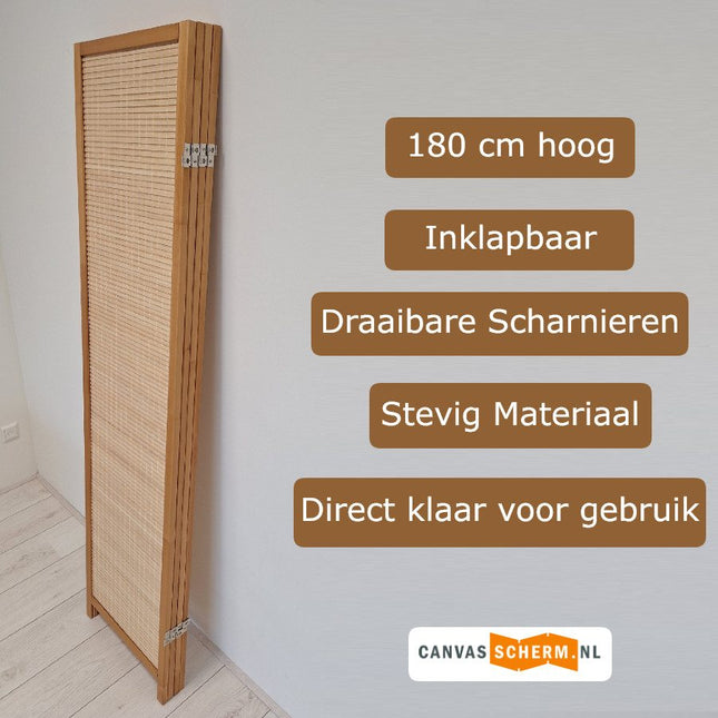 Kamerscherm Hout Naturel 4panelen