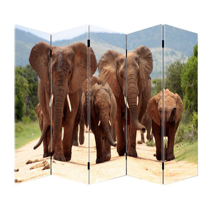 Kamerscherm Canvas Olifanten 5panelen