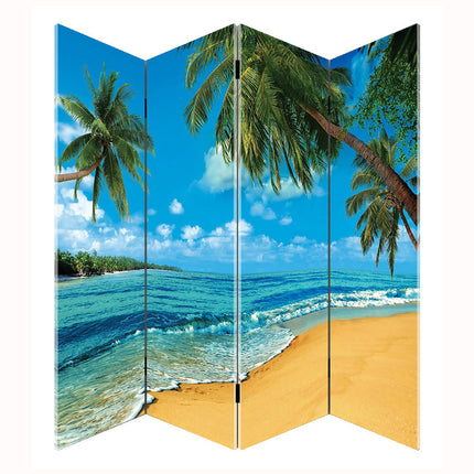 Kamerscherm Canvas Strand en Palmboom 4 panelen