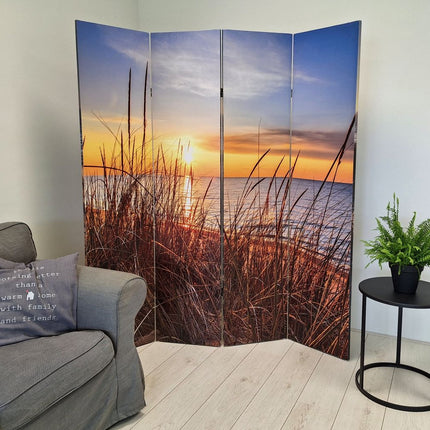 Kamerscherm Canvas Paravent Strand en Duinen 4 panelen