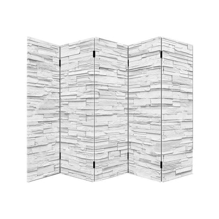 Kamerscherm Steen Motief Wit 200x180cm 5panelen