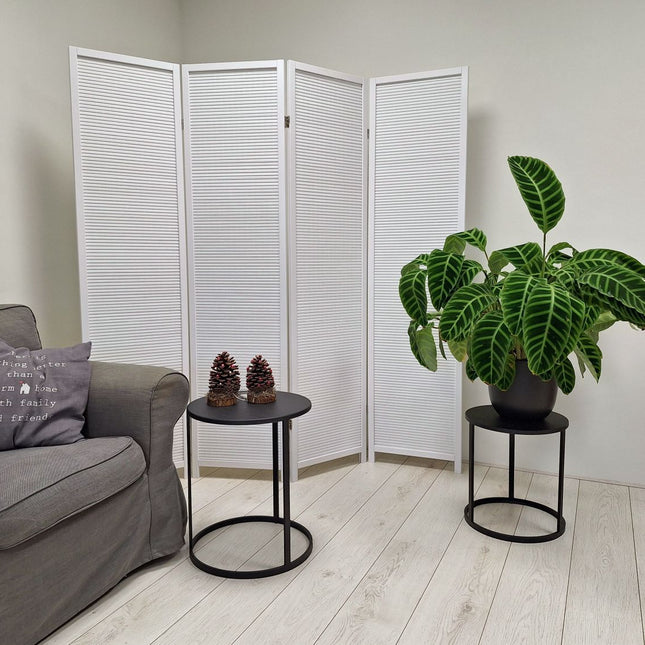 Kamerscherm Hout Wit 4 panelen
