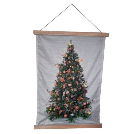 Kerstboom op Doek 52x70 LED Roze Deco