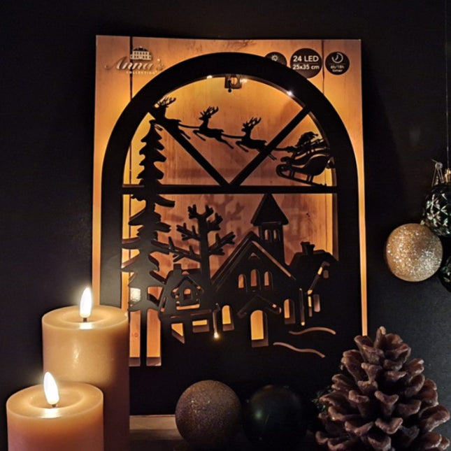 Kerstdecoratie metaal zwart kerstdorp