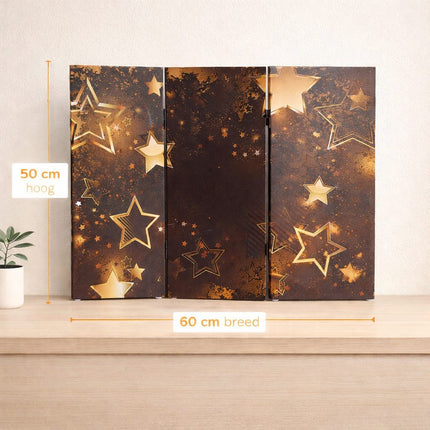 Sfeerscherm Gouden Sterren – Decoratief vensterbank scherm (50 cm hoog)