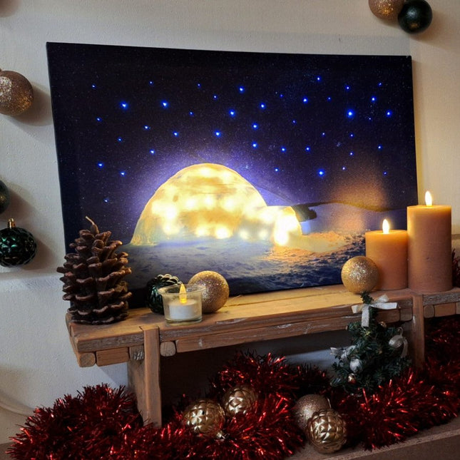 Canvas LED Schilderij met verlichte Iglo
