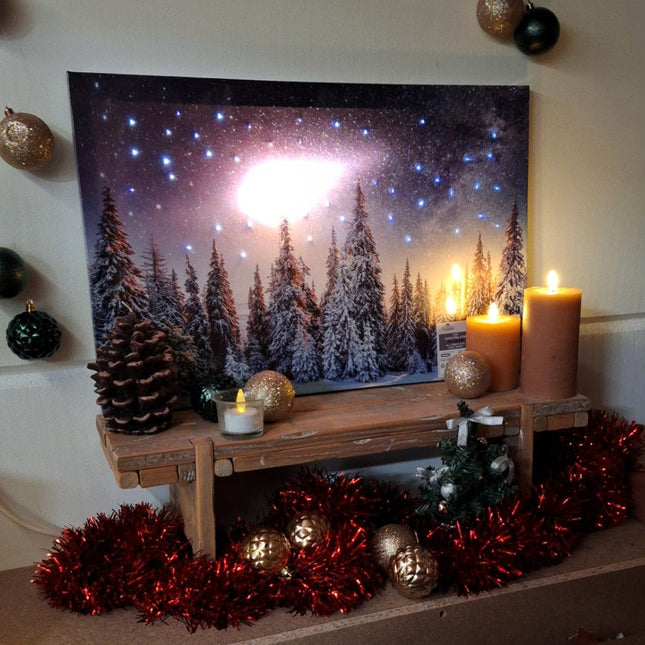 LED Canvas “Vallende Ster” – Schilderij met Twinkelende Fiber Optic Verlichting