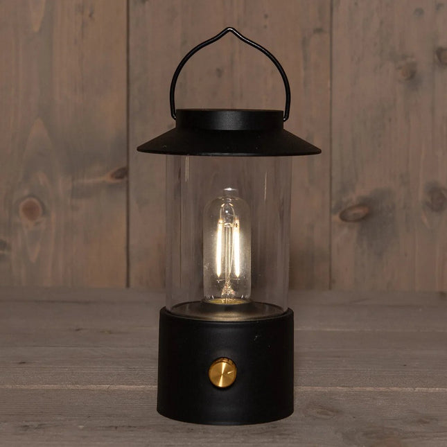 Draadloze LED Lantaarn Zwart – Oplaadbaar & Dimbaar 24x9 cm