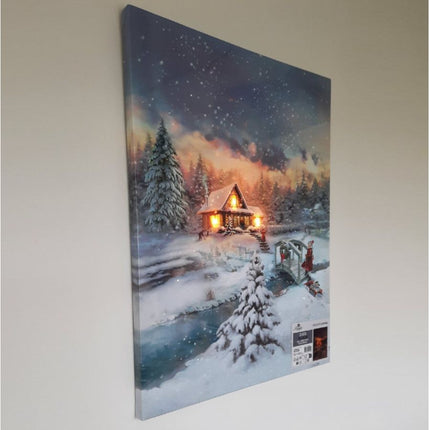 Kerst Canvas LED Meisje Met Slee