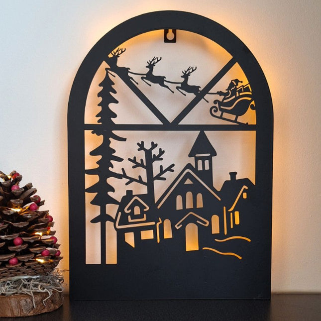 Metalen Zwart wanddecoratie Kerst