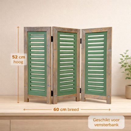 Groen raamscherm op vensterbank afmetingen