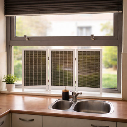 Decoratief raamscherm Privera wit 60 cm hoog tegen inkijk bij raam