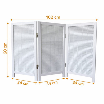 Wit houten raamscherm Serena 60 cm hoog – decoratief scherm tegen inkijk met 3 panelen