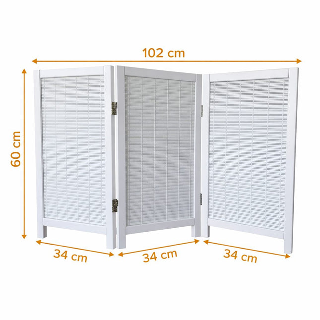 Wit houten raamscherm Serena 60 cm hoog – decoratief scherm tegen inkijk met 3 panelen