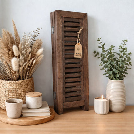 Raamscherm hout met shutter inleg – laag model 52 cm