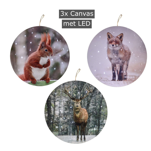LED Canvas Schilderij Eekhoorn - Vos - Rendier