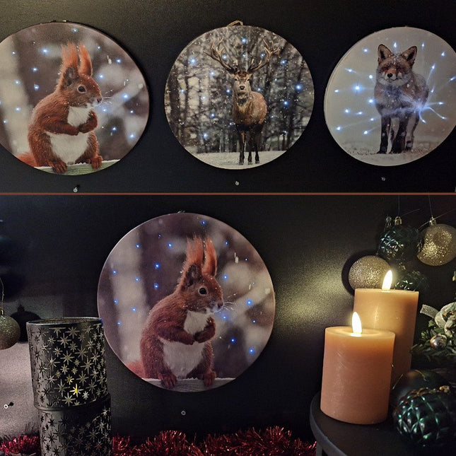 Rond canvas schilderij dieren met LED